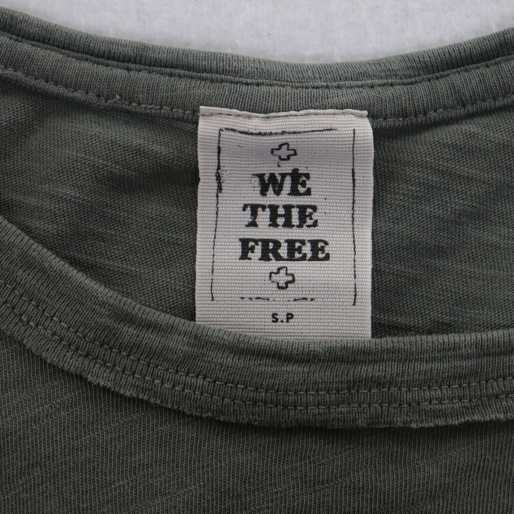 We The Free T-Shirt Women S Boxy Slub Knit Cap Sleeve Tee Olive Green Cotton - Picture 3 of 10
